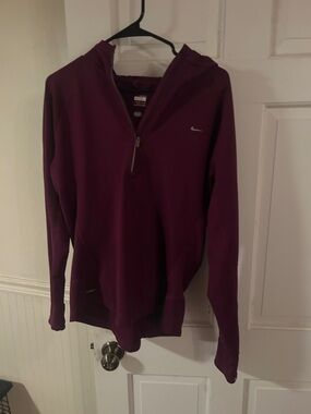 Nike Half-Zip Hoodie - Burgundy with Silver Swoosh dry fit extra large women’s